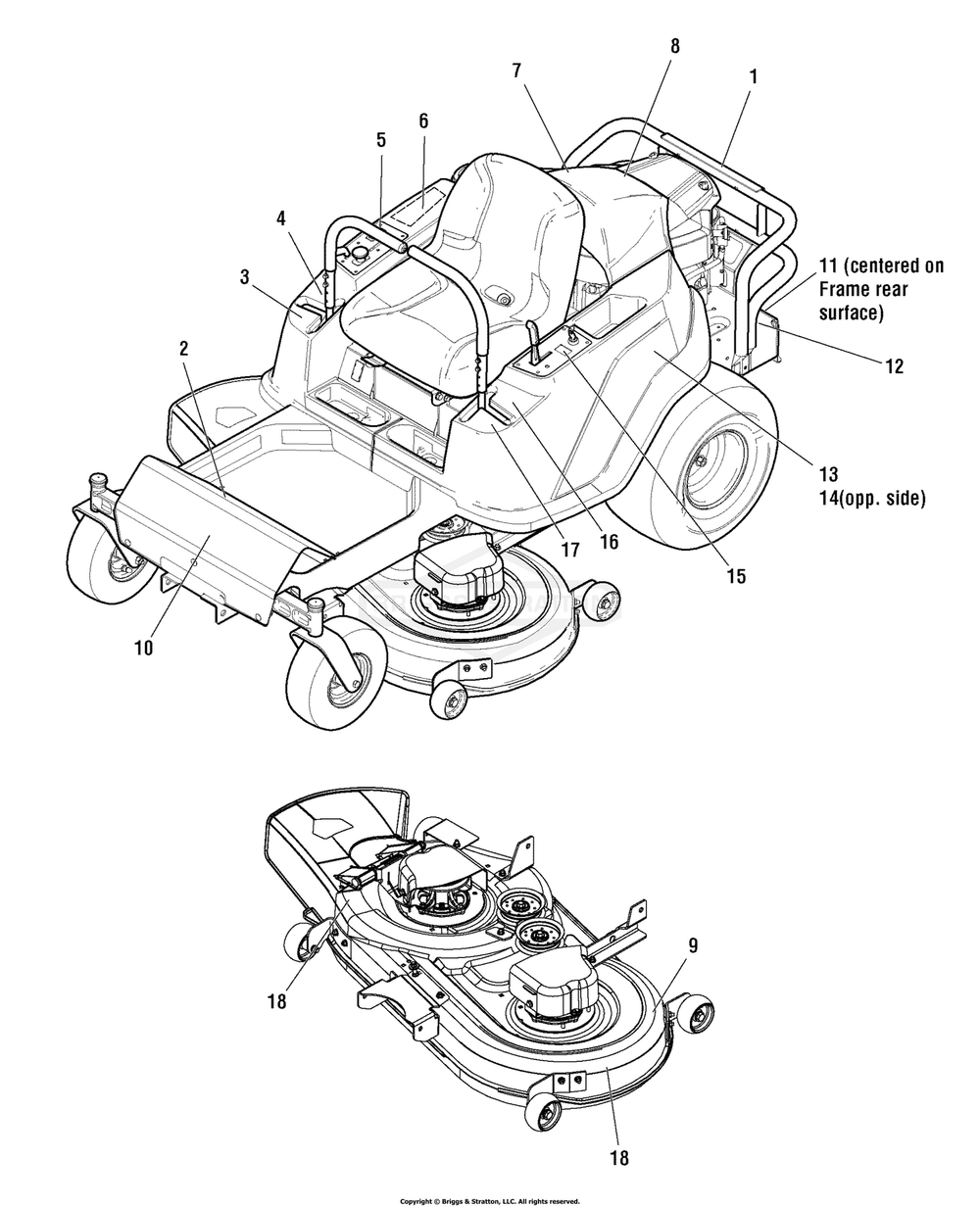 Decals (7502509) Diagram and Parts List for 7800753ASN (107280062)(2011) Briggs and Stratton Lawn Tractor